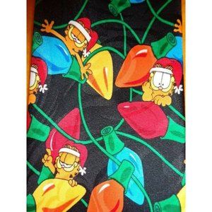 SANTA CLAUS ~ GARFIELD THE CAT ~ XMAS MENS TIE ~ CHRISTMAS BULBS LIGHTS ~ 55"